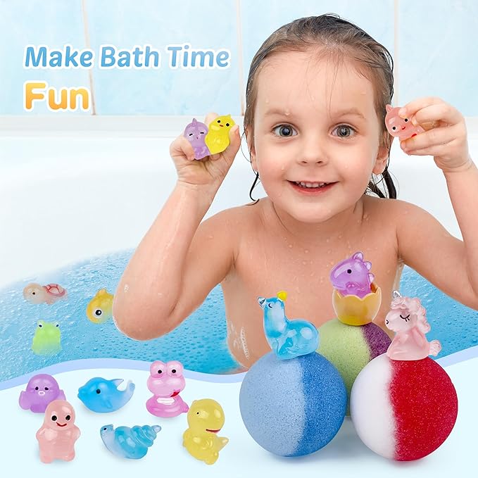 Bath Bombs for Kids, 24pcs Bath Bombs with Glow in The Dark Surprise Inside, Natural and Organic Colorful Bubble Bath Fizz for Kids, Perfect Birthday, Halloween, Or Christmas Gift for Boys and Girls! - Bloomnest