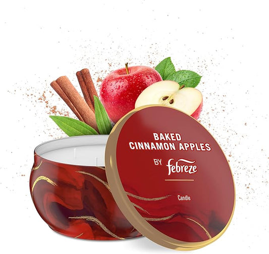 Febreze Scented Candle, Baked Cinnamon Apples Scent, 11 oz 4 Wick Candle, Single Pack - Bloomnest