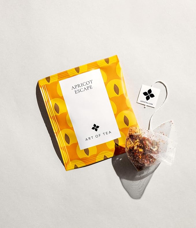 Art of Tea | Apricot Escape - Caffeine Free | 50 Eco Friendly Pyramid Tea Bag Sachets - Bloomnest