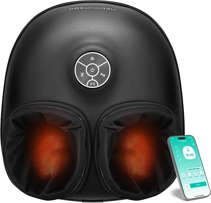 Medcursor Foot Massager with Heat, Shiatsu Deep Kneading Machine, Multi Air Compression Intensity, Smart APP Mobile Remote Control and Foot Massage Relax for Home and Office Use, Gifts for Women Mom - Bloomnest