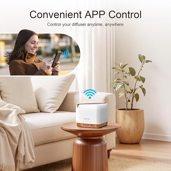ASAKUKI Smart WiFi Essential Oil Diffuser, Large 700 ml Cool Mist Humidifier, Easy Connect with Alexa and Google Home, Phone App & Voice Control, Customized Schedule Timers and LED Light - Bloomnest