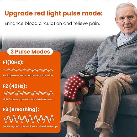 Red Light Therapy Knee Brace with Heated & Vibration Massager for Pain Relief - 660nm/850nm Near Infrared Light Therapy Device, 5000mAh Rechargeable, Adjustable for Knee/Elbow/Shoulder - Bloomnest