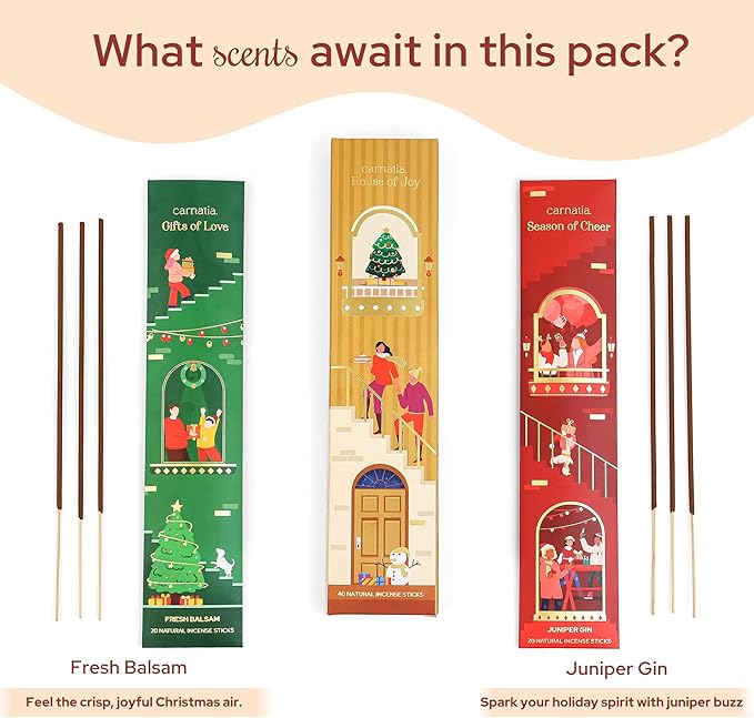 Carnatia House of Joy Incense Sticks – Set of 2 Uplifting Scents | Festive, Long-Lasting Aromas for Holiday Cheer, Cozy Gatherings & a Joyful Home!