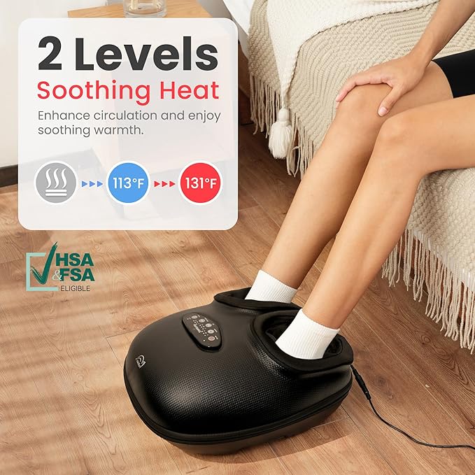 Snailax Shiatsu Foot Massager with Heat, Deep Kneading, Compression, Vibration, Electric Feet Massage Machine for Plantar Fasciitis,Neuropathy,Foot Warmer,Remote Control,Size 13,Gifts