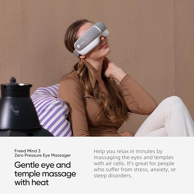 Eye Massager & Bluetooth Heat Sleep mask,Parents Gift Sets |with Storage Bag & Greeting Card | Migraine Relief,Relaxation,Bedtime Stress Relief | White Noise,3D airbag kneading| Smart Head Massager - Bloomnest