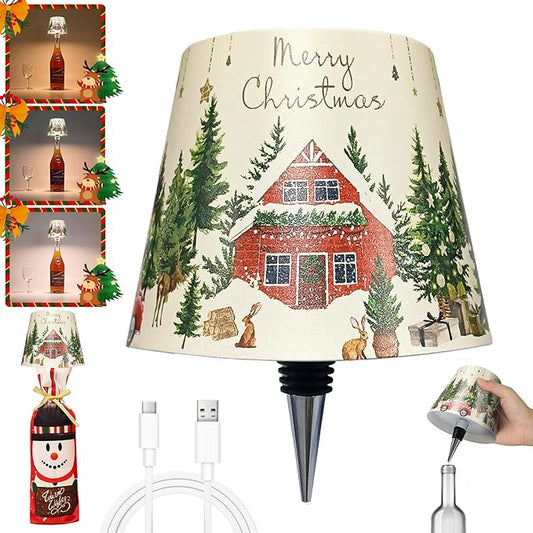 Wireless Bottle Lamp-Christmas Wine Bottle Lights with Touch Dimming,3 Color Temperatures Table Lamps, Rechargeable LED Lamp Shade for Home, Bar, Restaurants and Outdoor Use - Bloomnest