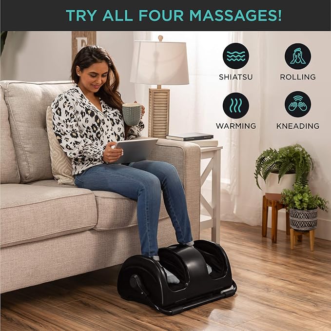 Best Choice Products Heated Shiatsu Foot Massager for Pain Relief, Plantar Fasciitis, Neuropathy, Blood Circulation w/Compact Design - Satin Black - Bloomnest