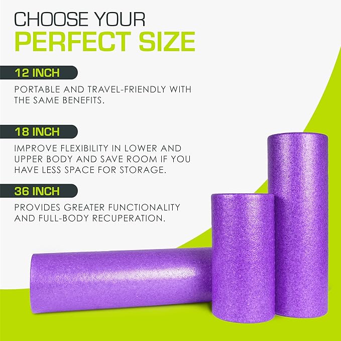 ProsourceFit High Density Foam Rollers 12 - inches Long, Firm Full Body Athletic Massage Tool for Back Stretching, Yoga, Pilates, Post Workout Muscle Recuperation, Black/Blue - Bloomnest