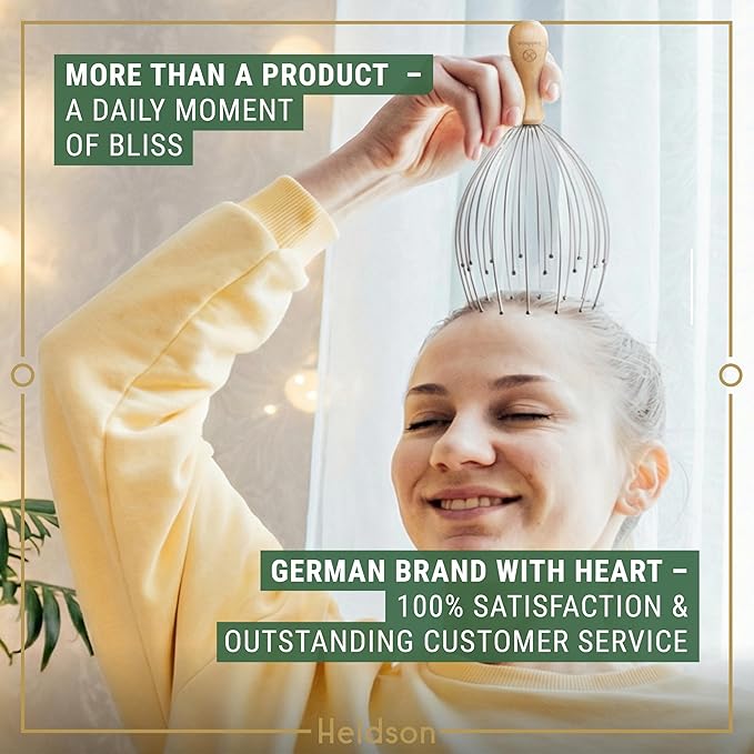 HELDSON® Premium Wire Head Massager Scalp Massage Tool - 32 Fingers Octopus Scratcher - Stress Relax Tickler - Hair Massagers Whisk - Headspa Equipment - Headscratcher Tickle Tools - Gift Men, Women Bloomnest