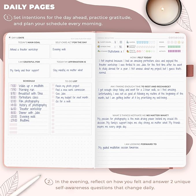 Clever Fox Self-Care Journal – Daily Reflection Notebook – Mental Health & Personal Development Planner, Meditation & Mood Log, A5 (Rose Gold)
