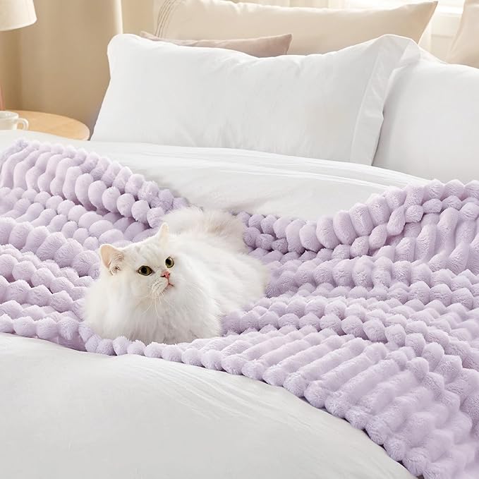 Bedsure GentleSoft Lavender Fog Fleece Blanket for Couch - Cozy Soft Blankets for Women, Cute Small Throws for Girls, 90x90 Inches - Bloomnest