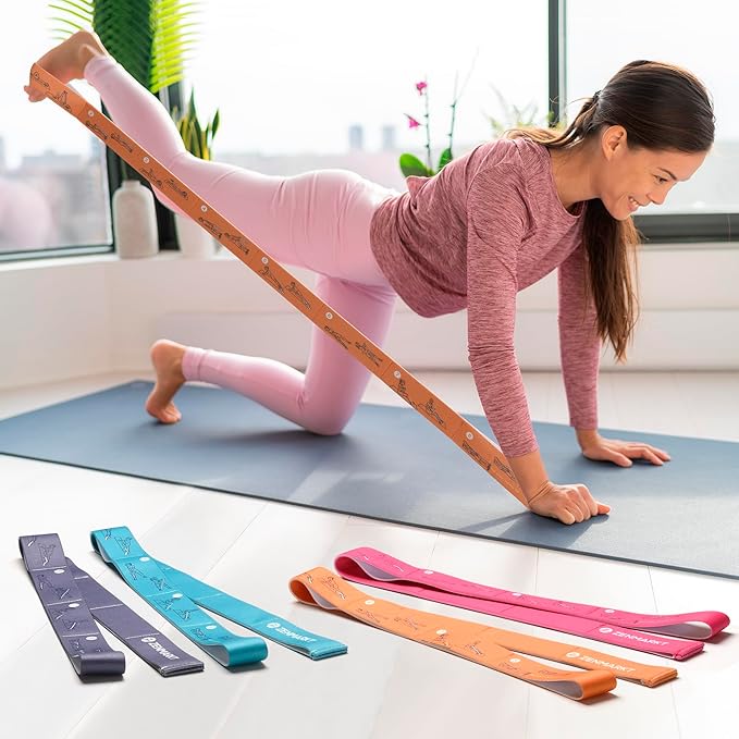 Yoga Strap for Stretching - 8 Loops Stretching Strap - Essential Yoga Accessories for Flexibility and Enhanced Stretching - Ideal Stretch Strap in Yoga and Pilates - Bloomnest
