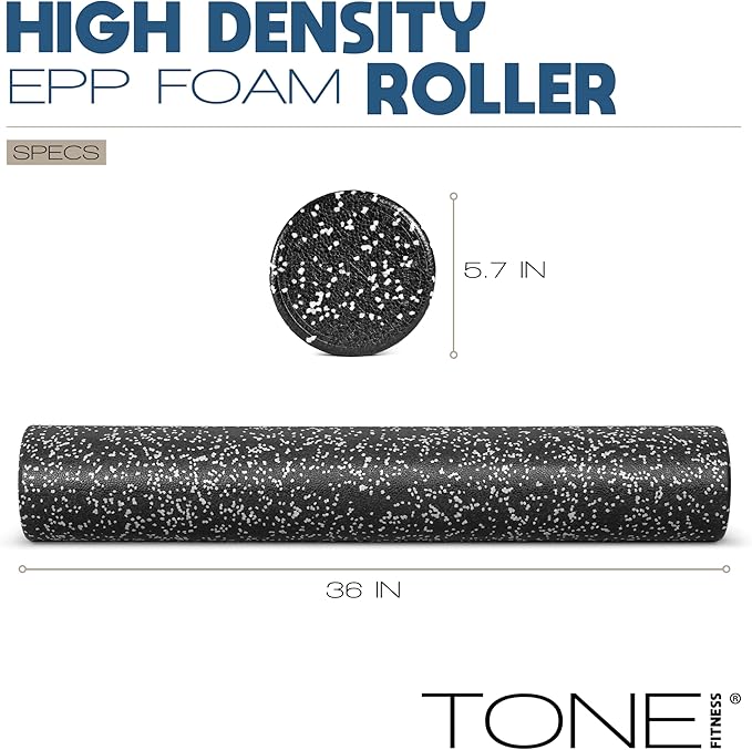 Tone Fitness High Density EPP Foam Exercise Foam Roller for Yoga, Pilates, Stretching, Massage, and Recovery | Multiple Sizes and Colors - Bloomnest
