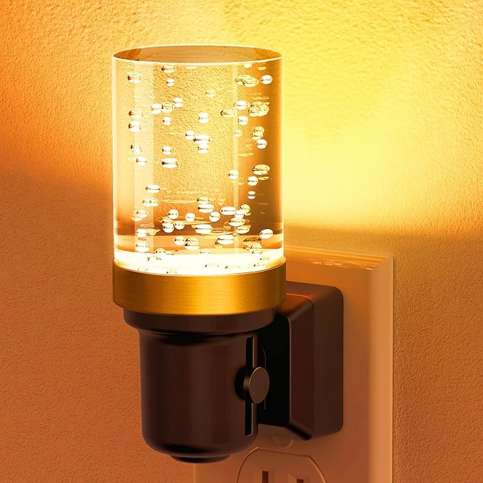 JandCase Night Light Amber, Dimmable Night Lights Plug into Wall, Auto On/Off Light Sensor Nightlight, 0-100LM Brightness LED Night Light, Bathroom Hallway Bedroom Decoration - Bloomnest