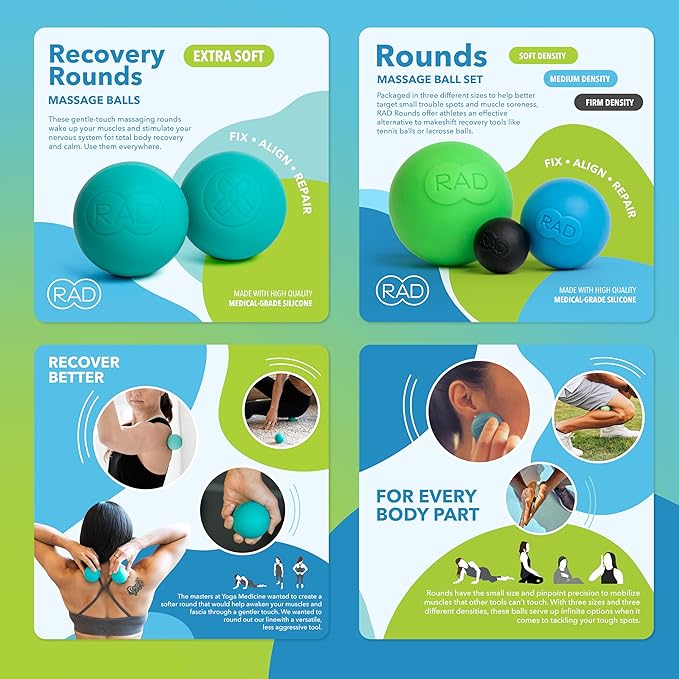 RAD Baller Bundle – Myofascial Release Balls for Full Body Mobility & Recovery, Trigger Point Relief – Includes Rounds (Set of 3), Recovery Rounds (Set of 2), and Neuro Ball Foot Roller - Bloomnest