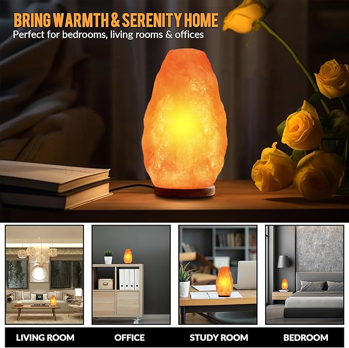 Himalayan Glow Salt Lamp with Dimmer Switch 5-7 lbs, Orange