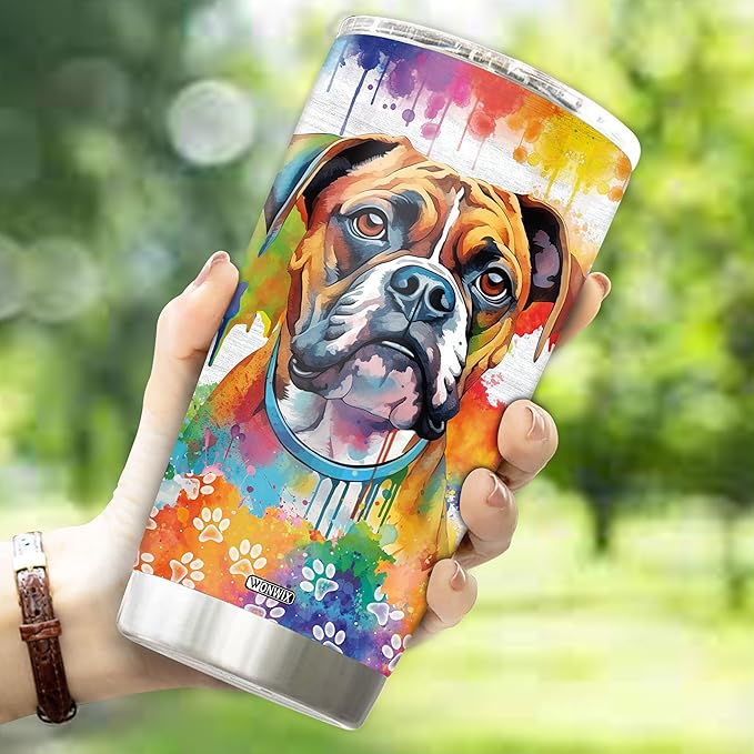 Gifts for Boxer Lovers 20 Oz Stainless Steel Tumbler Travel Coffee Mug Birthday Christmas New Year Thanksgiving Easter Gift Ideas for Dog Lovers Owners Boxers Mom Funny Facts Water Bottle - Bloomnest
