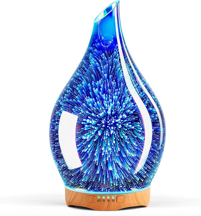 Porseme Essential Oil Diffuser 280ml Aromatherapy Ultrasonic Oil Diffusers 3D Glass Cool Mist Humidifier, Air Refresh Auto Shut-Off, Timer Setting, BPA Free for Home Hotel Yoga Leisure SPA Gift - Bloomnest