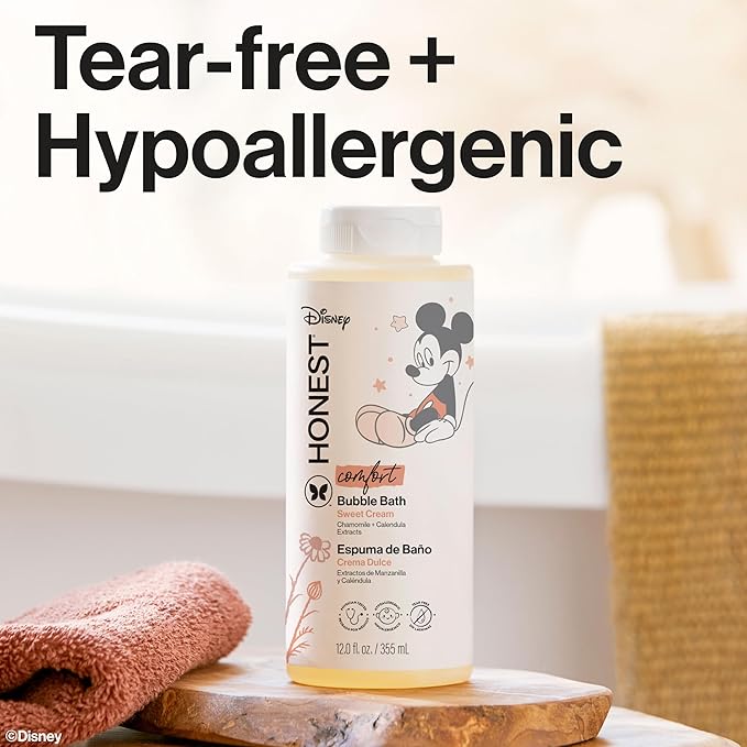 The Honest Company Foaming Bubble Bath Gentle Enough for Baby Dermatologist Tested Tear-Free Hypoallergenic Disney’s Mickey Mouse Comfort Sweet Cream 12 fl oz - Bloomnest