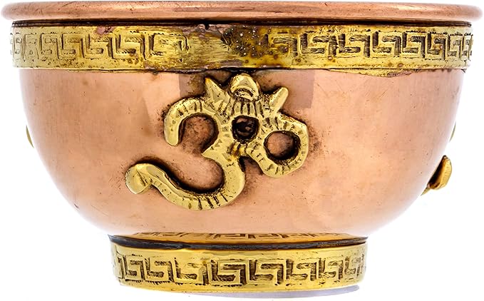 Om Copper Bowl - Offering Bowl for Altar or Ritual Use - Incense Holder, Home Decor - 3 Inches Wide - Bloomnest