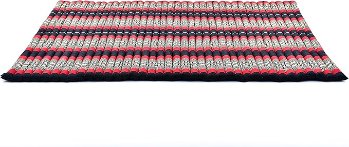 Leewadee - Foldable Floor Mattress - Japanese Roll Up Futon -Trifold Tatami Mat- Guest Floor Bed - Camping Mattress - Thai Massage Mat, Kapok Filled, 75 x 57 inches, Black Red - Bloomnest
