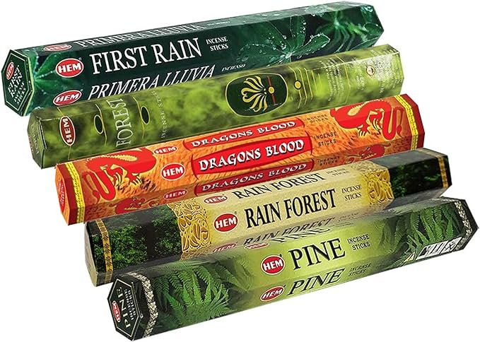 Hem Incense Sticks Variety Pack #12 and Incense Stick Holder Bundle with 5 Forest Themed Fragrances - Bloomnest