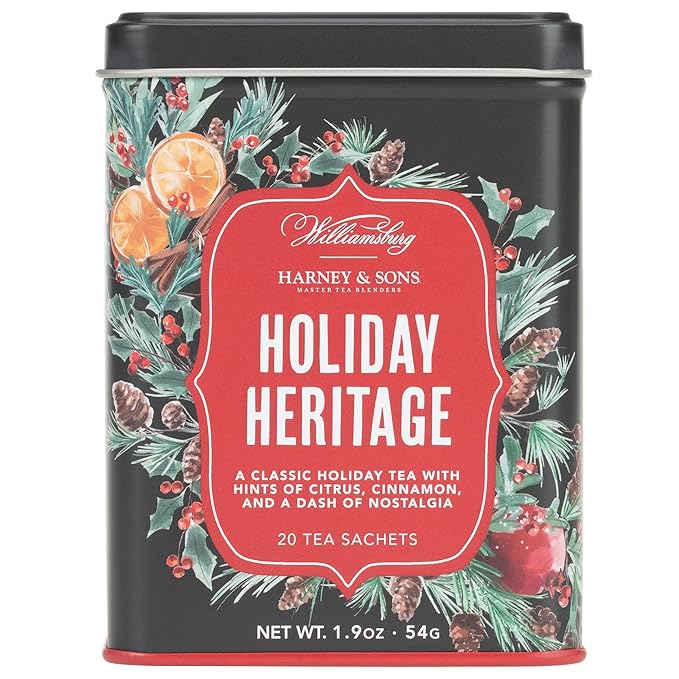 Harney & Sons Holiday Heritage Colonial Williamsburg Blend | Black Tea with Warm Apple, Cinnamon, and Orange Peel,20 Count (Pack of 1) - Bloomnest