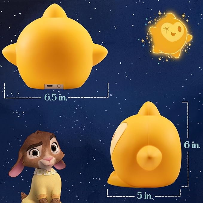 Disney Wish Squishy Light, Night Light for Kids, USB Lamp, Battery Operated, Dimmable, Star Light Ideal for Bedroom, Playroom, Living Room, 79616 - Bloomnest