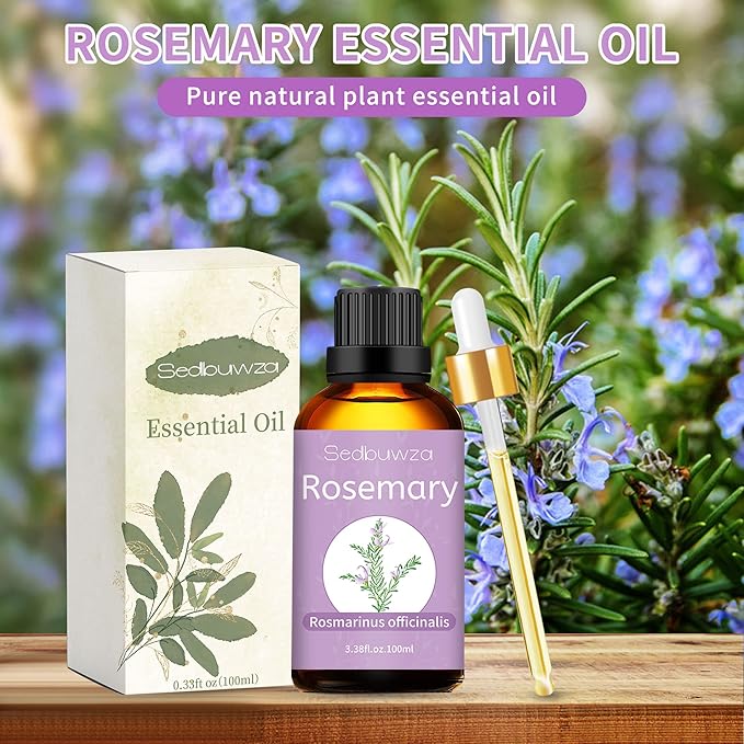 Sedbuwza Rosemary Essential Oil, Rosemary Oil 100% Pure Natural Rosemary Fragrance Oil for Massage Diffuser Humidifier Candle Soap Aromatherapy Making - 3.38 OZ Sedbuwza
