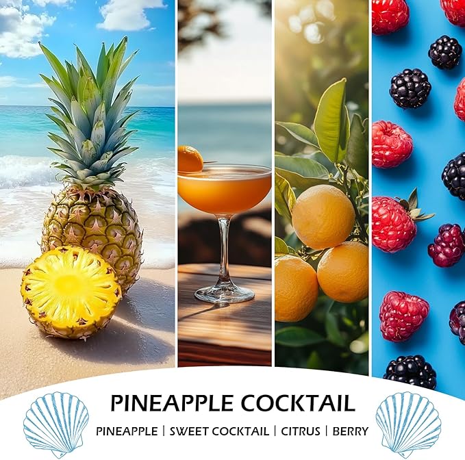 Pineapple Cocktail Candles, 7oz Pineapple Cocktail Scented Candle, Natural Soy Candles for Home Scented, Long Lasting with 50 Hour Burn Time, Gifts for Men Women - Bloomnest