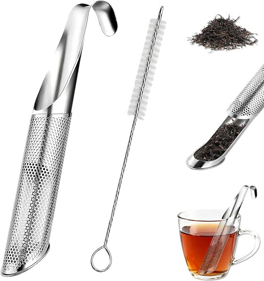 304 Stainless Steel Tea Infuser for Loose Leaf Tea Steeper,Tea Strainer,Food-Grade Fine Mesh Tea Diffuser Set w/Cleaning Brush for Single-Cup Brewing;Sifter for Flour,Matcha,Coffee,Spices,Seasonings - Bloomnest