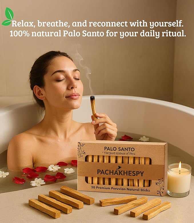 Authentic Premium Palo Santo from Peru 20 Pack of Natural Holy Wood Hand Harvested Smudging Sticks for Home Fragrance Energy Cleansing Meditation Spiritual Rituals Anti Stress Wellness Incense