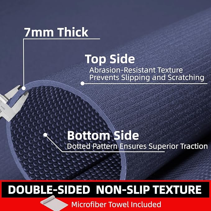 Large Exercise Mat for Home Workout,12‘x6’/10'x6'/9'x6'/8'x6'/7'x5'/6'x4' (7mm) Extra Thick Workout Mat, High-Density Gym Mat for Cardio, Jump Rope, MMA, Weights (Shoe-Friendly)