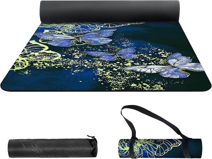 nuveti Yoga Mat Print Extra Thick TPE Non Slip Fitness Exercise Mat with Carrying Bag,72"x24" Extra Thick 6MM Exercise & Workout Mat for Yoga, Pilates Fitness and Floor Exercises - Bloomnest