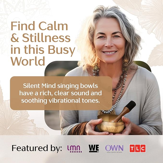 Tibetan Singing Bowl Set with Case – Authentic Plain Design – Meditation Bowl & Sound Bowl with Cushion, Mallet & Guide – Sound Bath Instruments – Yoga Meditation Kit - Bloomnest