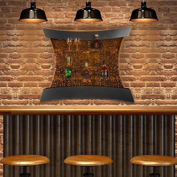 PONDO Multifunctional LED Changing Water Bubble Wall Mounted Wine Cabinet with 7-Color Display Shelf - Perfect for Living Room, Home, Bar, Buffet, Party, Sensory Items & New Year Decor - Bloomnest