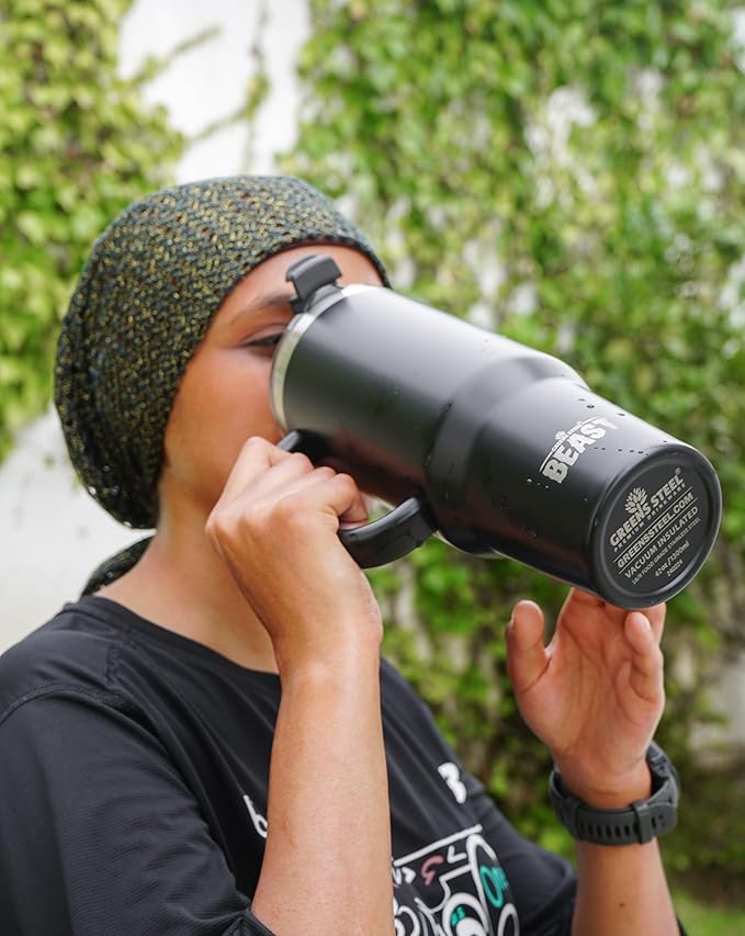 Beast 42 oz Tumbler Stainless Steel Vacuum Insulated Coffee Ice Cup Double Wall Travel Flask (Matt Black) - Bloomnest