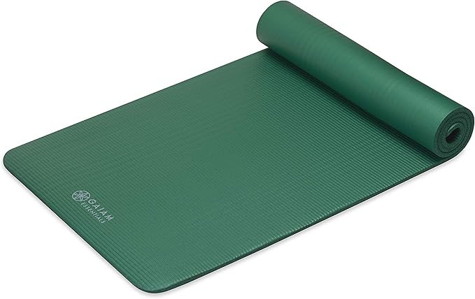 Gaiam Essentials Thick 2/5" (10mm) and Thin 1/4" (6mm) Yoga & Pilates, Fitness & Exercise Mat with Easy-Cinch Carrier Strap - Bloomnest
