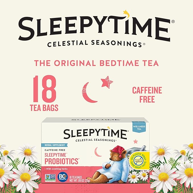 Celestial Seasonings Sleepytime Wellness Tea Plus Probiotics, Caffeine Free, 18 Tea Bags Box - Bloomnest
