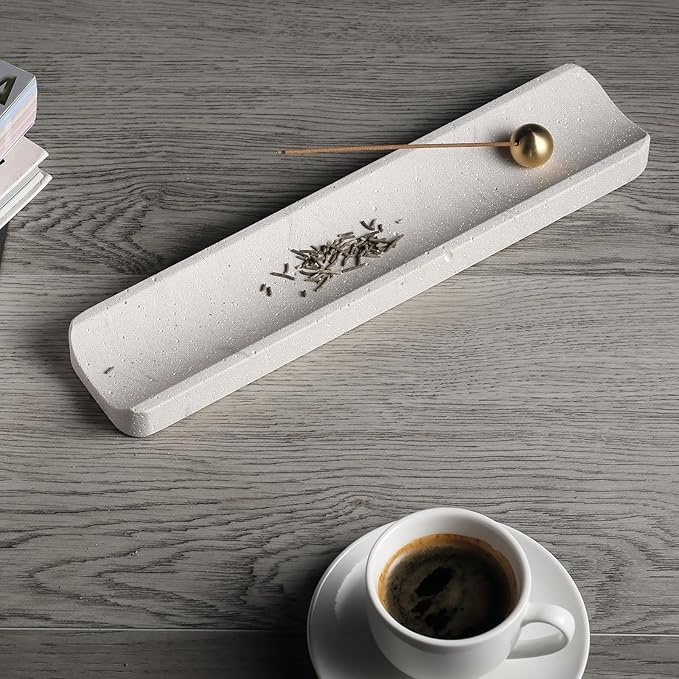 Koville Quarella Engineered Stone Incense Holder, Incense Holders for Sticks, Sturdy Incense Burner Ideal for Meditation and Relaxing, Easy to Clean(Cement Grey) - Bloomnest