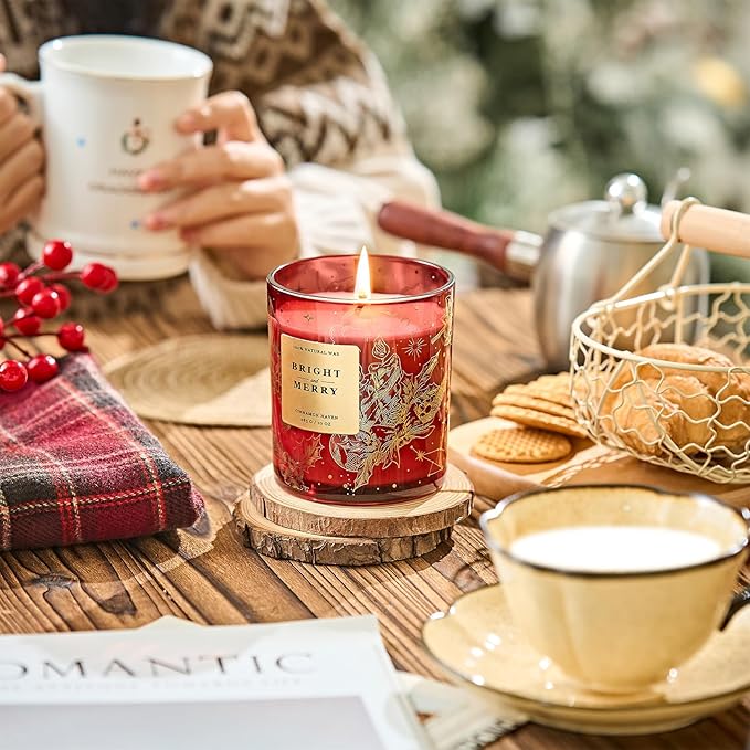 M&SENSE Holiday Scented Candle Gift for Women and Men - Cinnamon Scent, 10 oz Soy Wax, Birthday,Holiday,Christmas,New Year Gift - Bloomnest