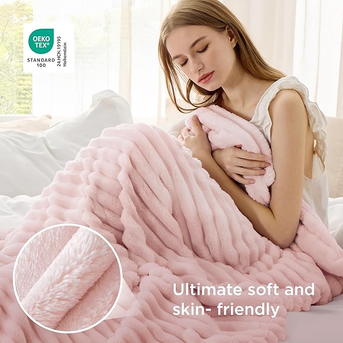 Bedsure GentleSoft Pink Throw Blanket for Couch - Cozy Soft Valentines Blankets Gifts for Women, Spring Cute Small Fleece Throws for Girls, Pink Decor for Home Room, Crystal Pink, 50x60 Inches - Bloomnest