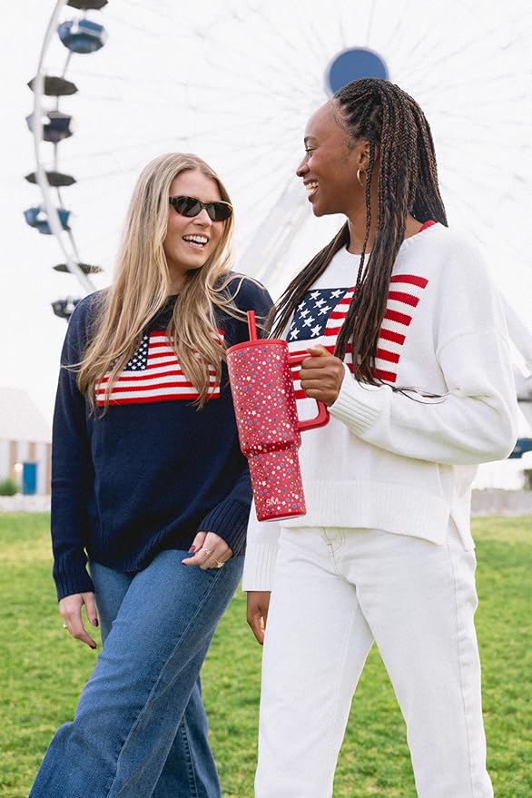 Simple Modern 4th of July 40 oz Trek Tumbler with Handle and Straw Lid | Cup Holder Friendly Insulated Stainless Steel Travel Mug | Star Speckled Banner SimpleModern