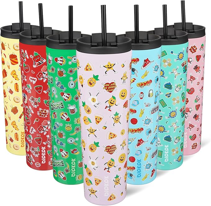 BJPKPK 34oz Skinny Tumbler With lid And Straw Stainless Steel Travel Coffee Mug Insulated Tumblers Cups,Hawaii Fruits Purple - Bloomnest