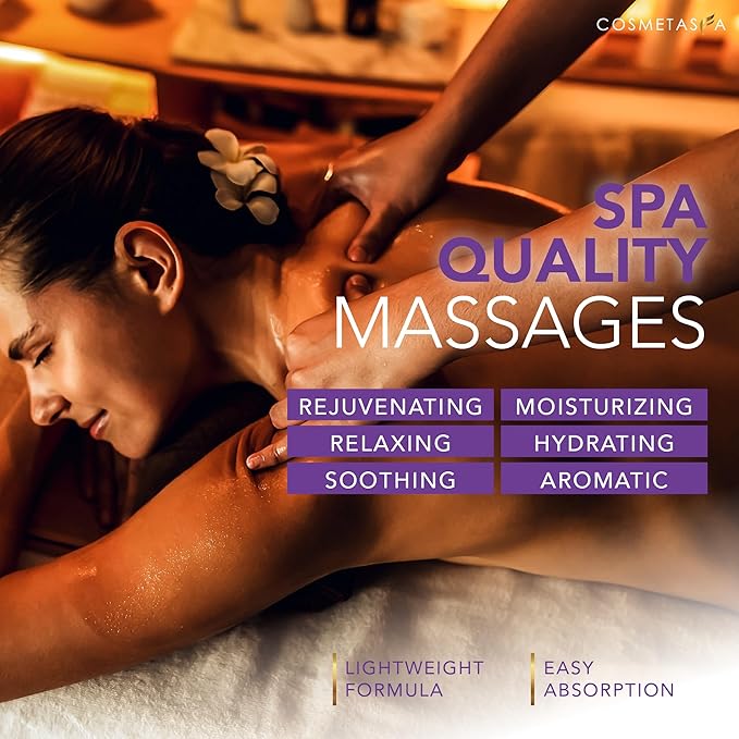 Cosmetasa Lavender Massage Oil for Massage Therapy - All Natural, Cruelty-Free & Spa Quality Skin Therapy Oil, Calming & Soothing Care - Lavender, Geranium & Grapeseed Oil (16.9 oz) - Bloomnest