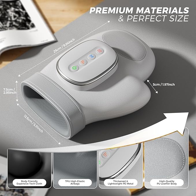 WUX Hand Massager with Heat Compression Relief, 3 Massage 4 Temperatures 5 Compression Models Therapy, Helps Soothe Hand Fatigue, Carpal Tunnel and Arthritis Discomfort, Ideal Gift for Women, Men - Bloomnest