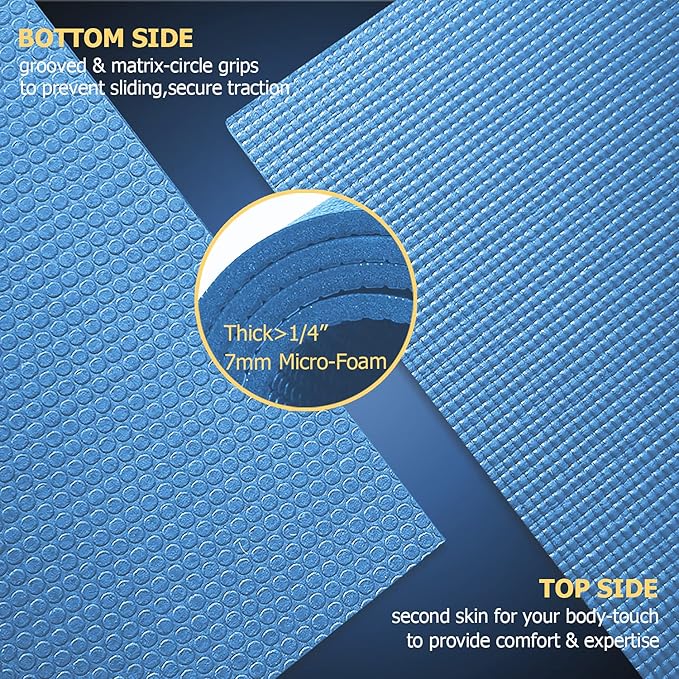 GXMMAT Large Yoga Mat 6'x4'/6'x6'/7'x5'(7mm/9mm), Extra Thick Workout Mats for Home Gym Flooring,Ultra Comfortable Non-Slip Quick Resilient Barefoot Wide Exercise Mat for Pilates,Stretching,Meditation - Bloomnest