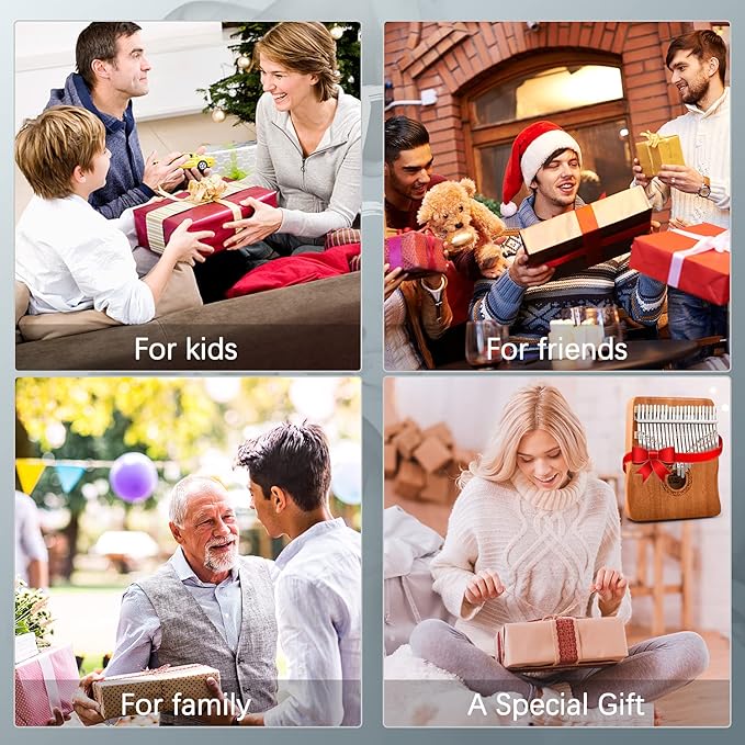 Kalimba Thumb Piano,YUNDIE Potable 17 Keys Mbira Finger Piano with Tune Hammer and Study Instruction,Musical Instruments Gift for Adult Beginners Professional (Brown, 21keys)