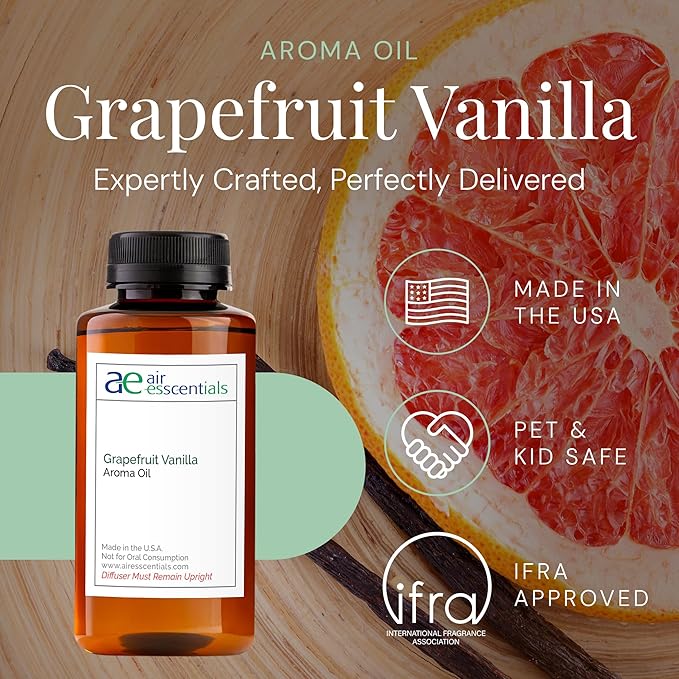 Grapefruit Vanilla Aroma Oil, Essential Oils Blend for Diffusers & Scent Machines, Sparkling Citrus & Warm Vanilla, Aromatherapy, Cold Air Diffuser Compatible, 300 mL - Bloomnest