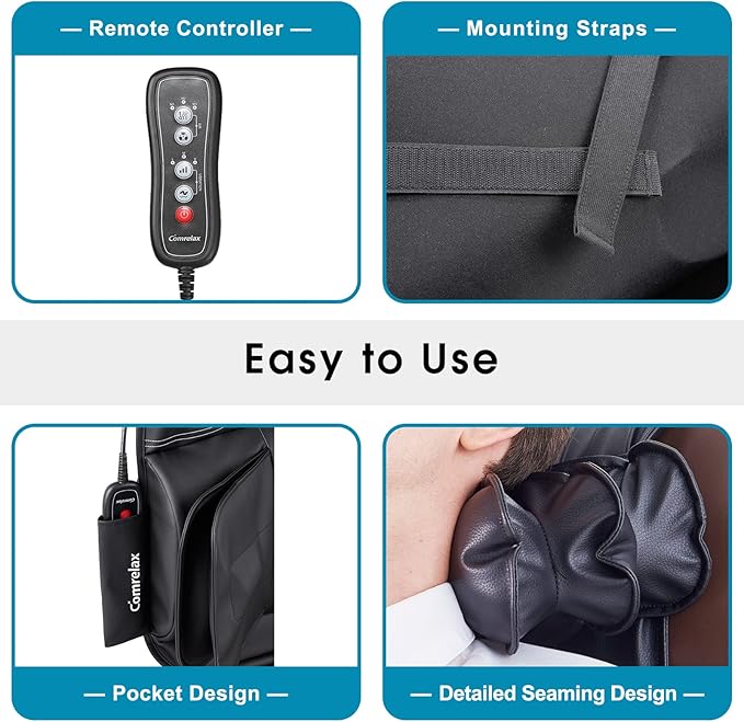 SLOTHMORE Vibration Back Massager with Adjustable Neck Pillow, Massage Chair Pad for Neck Waist HIPS Thighs to Release Stress and Fatigue, Chair Massager Seat Cushion for Home Office use Ideal Gifts - Bloomnest